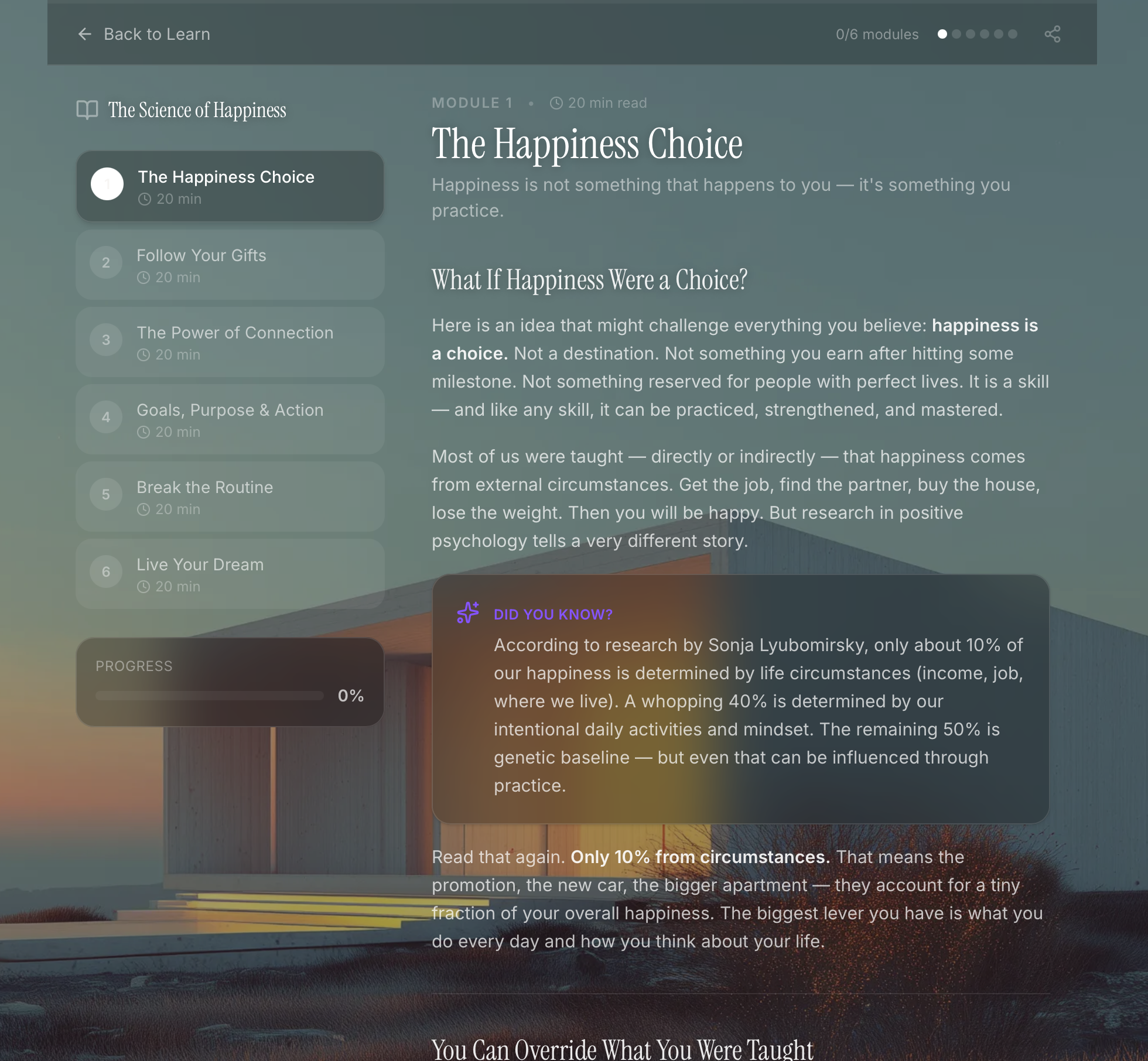 Interactive course module — The Science of Happiness